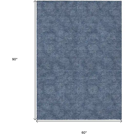 Navy Blue And Ivory Geometric Washable Indoor Outdoor Area Rug Photo 7