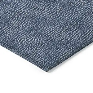 Photo of Navy Blue And Ivory Geometric Washable Indoor Outdoor Area Rug