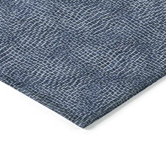 Navy Blue And Ivory Geometric Washable Indoor Outdoor Area Rug Photo 4