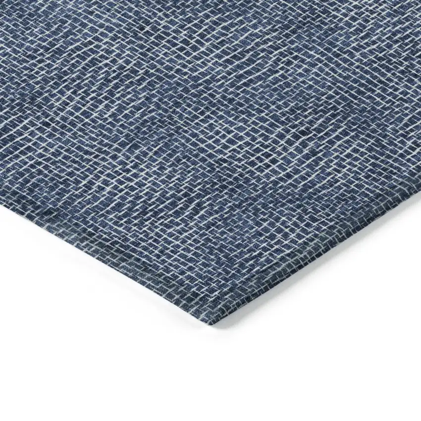 Navy Blue And Ivory Geometric Washable Indoor Outdoor Area Rug Photo 4
