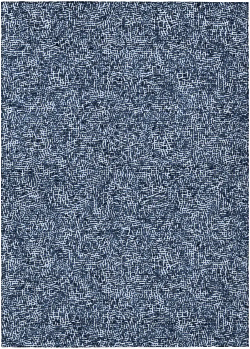 Navy Blue And Ivory Geometric Washable Indoor Outdoor Area Rug Photo 2