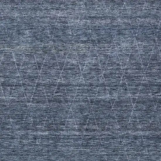 Navy Blue And Ivory Geometric Washable Indoor Outdoor Area Rug Photo 6