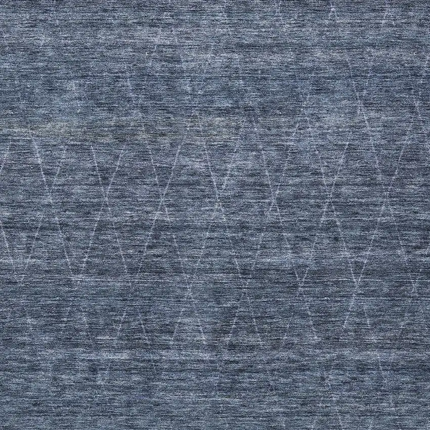 Navy Blue And Ivory Geometric Washable Indoor Outdoor Area Rug Photo 6