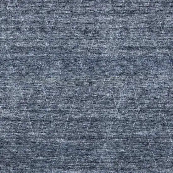 Navy Blue And Ivory Geometric Washable Indoor Outdoor Area Rug Photo 6