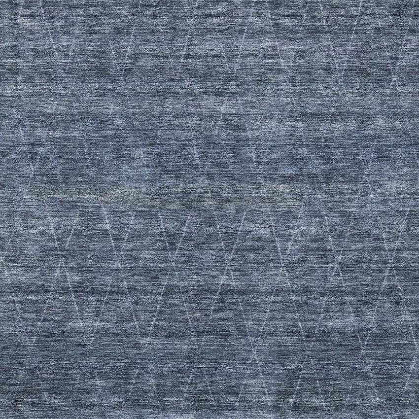 Navy Blue And Ivory Geometric Washable Indoor Outdoor Area Rug Photo 6