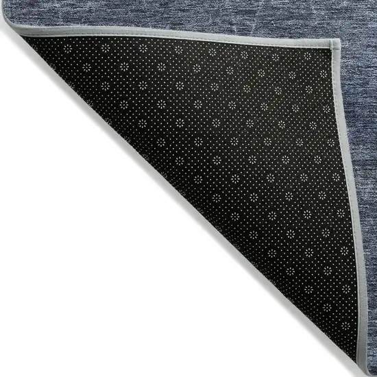 Navy Blue And Ivory Geometric Washable Indoor Outdoor Area Rug Photo 4