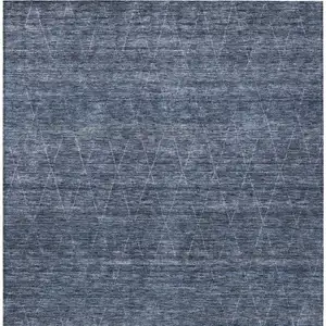 Photo of Navy Blue And Ivory Geometric Washable Indoor Outdoor Area Rug
