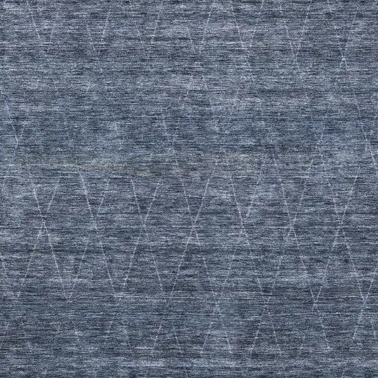 Navy Blue And Ivory Geometric Washable Indoor Outdoor Area Rug Photo 6