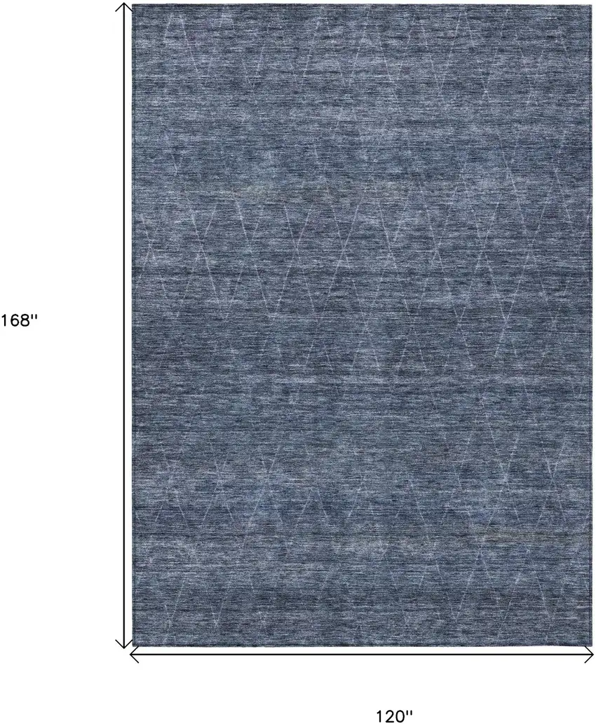 Navy Blue And Ivory Geometric Washable Indoor Outdoor Area Rug Photo 3