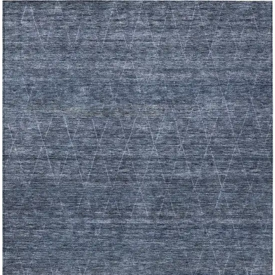 Navy Blue And Ivory Geometric Washable Indoor Outdoor Area Rug Photo 6