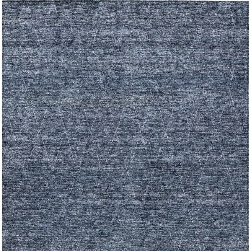 Navy Blue And Ivory Geometric Washable Indoor Outdoor Area Rug Photo 6