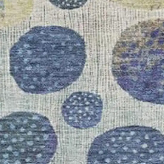 Navy Blue And Ivory Geometric Washable Indoor Outdoor Area Rug Photo 3