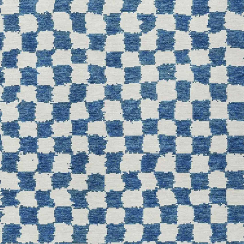 Navy Blue And Ivory Geometric Washable Indoor Outdoor Area Rug Photo 3