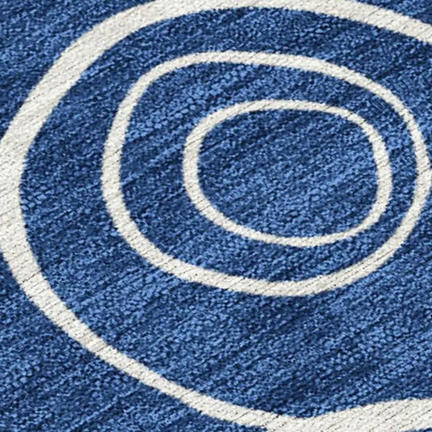 Navy Blue And Ivory Geometric Washable Indoor Outdoor Area Rug Photo 2