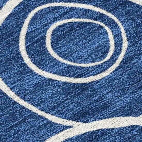 Navy Blue And Ivory Geometric Washable Indoor Outdoor Area Rug Photo 2