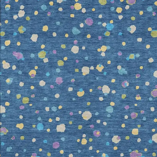 Navy Blue And Ivory Geometric Washable Indoor Outdoor Area Rug Photo 3
