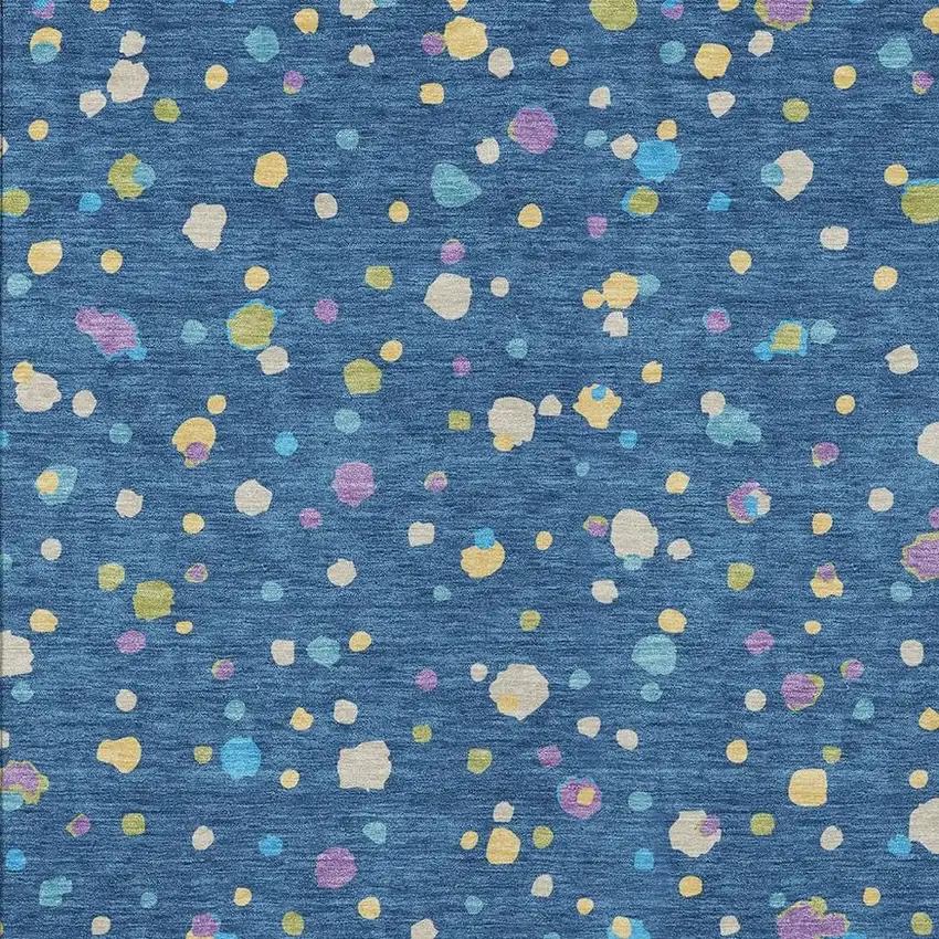Navy Blue And Ivory Geometric Washable Indoor Outdoor Area Rug Photo 3