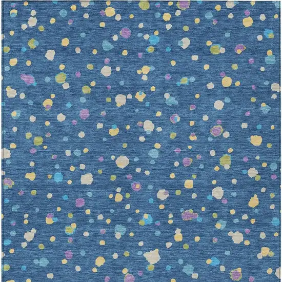 Navy Blue And Ivory Geometric Washable Indoor Outdoor Area Rug Photo 4