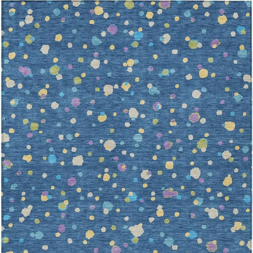 Navy Blue And Ivory Geometric Washable Indoor Outdoor Area Rug Photo 4