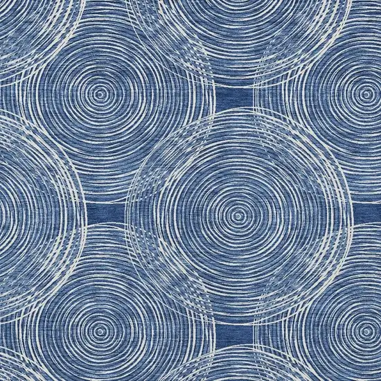 Navy Blue And Ivory Geometric Washable Indoor Outdoor Area Rug Photo 3