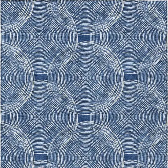 Navy Blue And Ivory Geometric Washable Indoor Outdoor Area Rug Photo 4