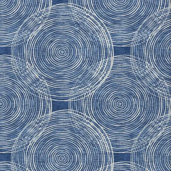 Navy Blue And Ivory Geometric Washable Indoor Outdoor Area Rug Photo 3