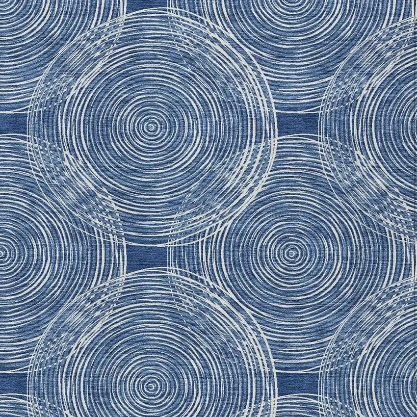 Navy Blue And Ivory Geometric Washable Indoor Outdoor Area Rug Photo 3