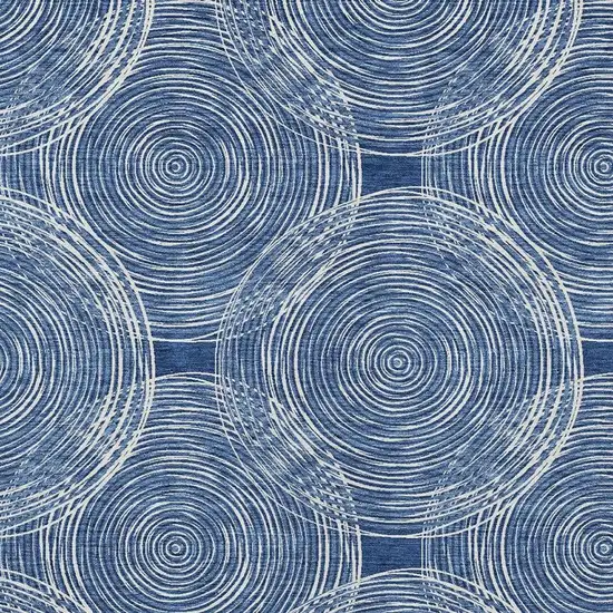 Navy Blue And Ivory Geometric Washable Indoor Outdoor Area Rug Photo 3