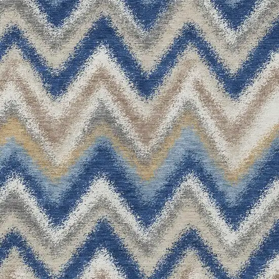 Navy Blue And Ivory Geometric Washable Indoor Outdoor Area Rug Photo 2
