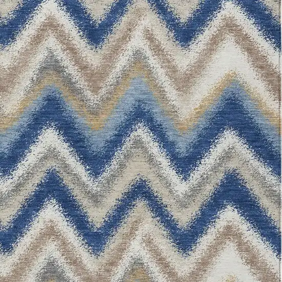 Navy Blue And Ivory Geometric Washable Indoor Outdoor Area Rug Photo 2