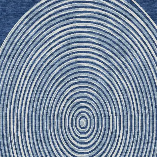 Navy Blue And Ivory Geometric Washable Indoor Outdoor Area Rug Photo 3