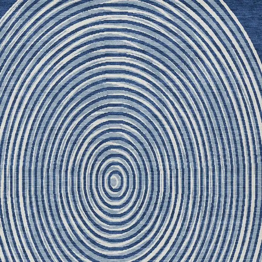 Navy Blue And Ivory Geometric Washable Indoor Outdoor Area Rug Photo 4