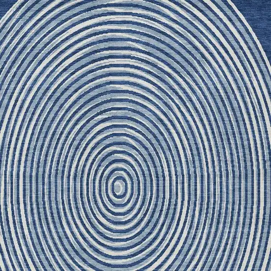 Navy Blue And Ivory Geometric Washable Indoor Outdoor Area Rug Photo 4