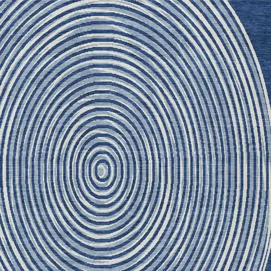 Navy Blue And Ivory Geometric Washable Indoor Outdoor Area Rug Photo 4