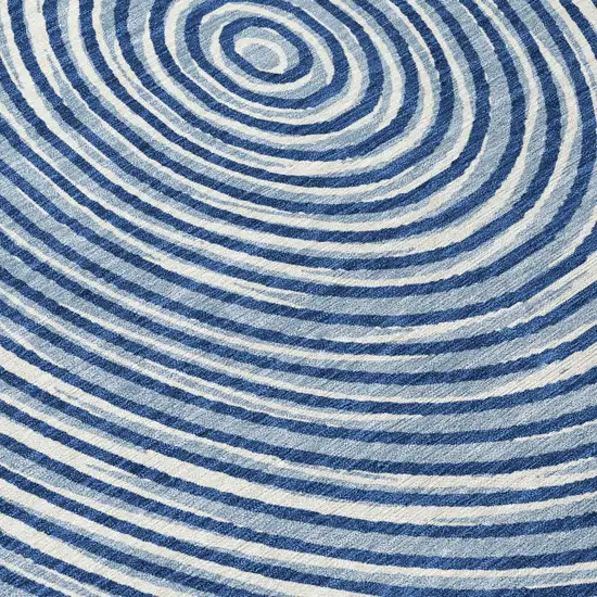 Navy Blue And Ivory Geometric Washable Indoor Outdoor Area Rug Photo 7