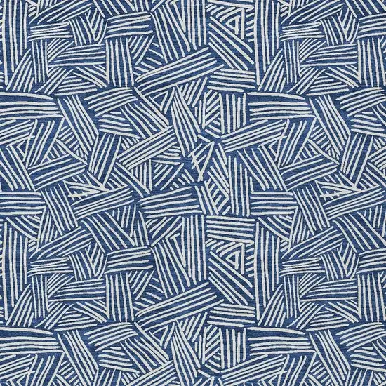 Navy Blue And Ivory Geometric Washable Indoor Outdoor Area Rug Photo 5