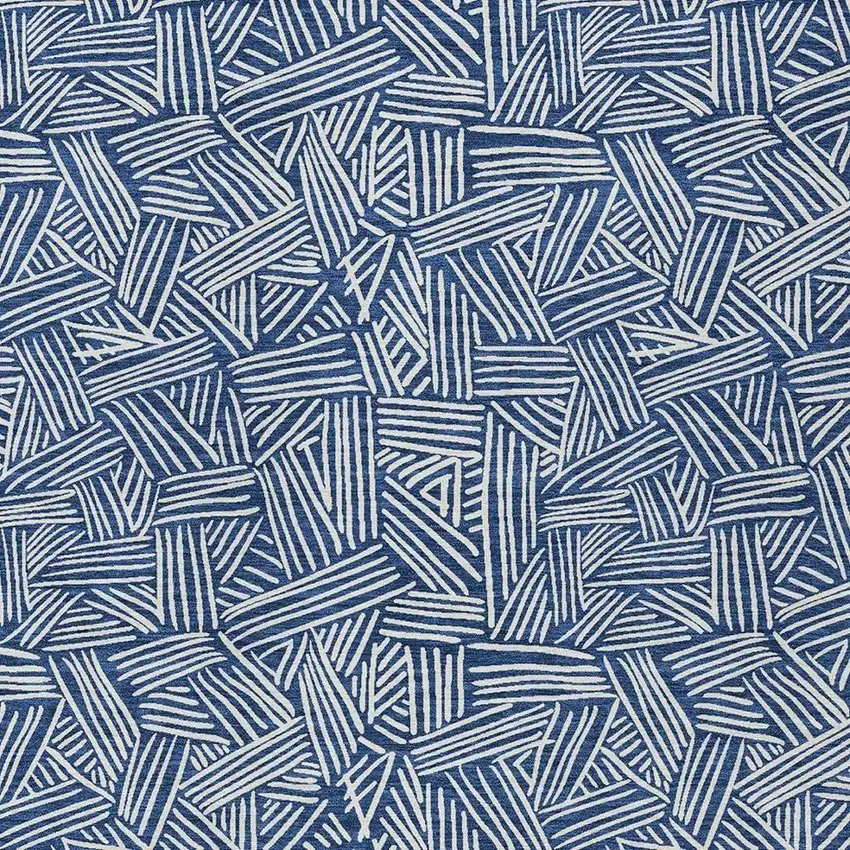 Navy Blue And Ivory Geometric Washable Indoor Outdoor Area Rug Photo 3