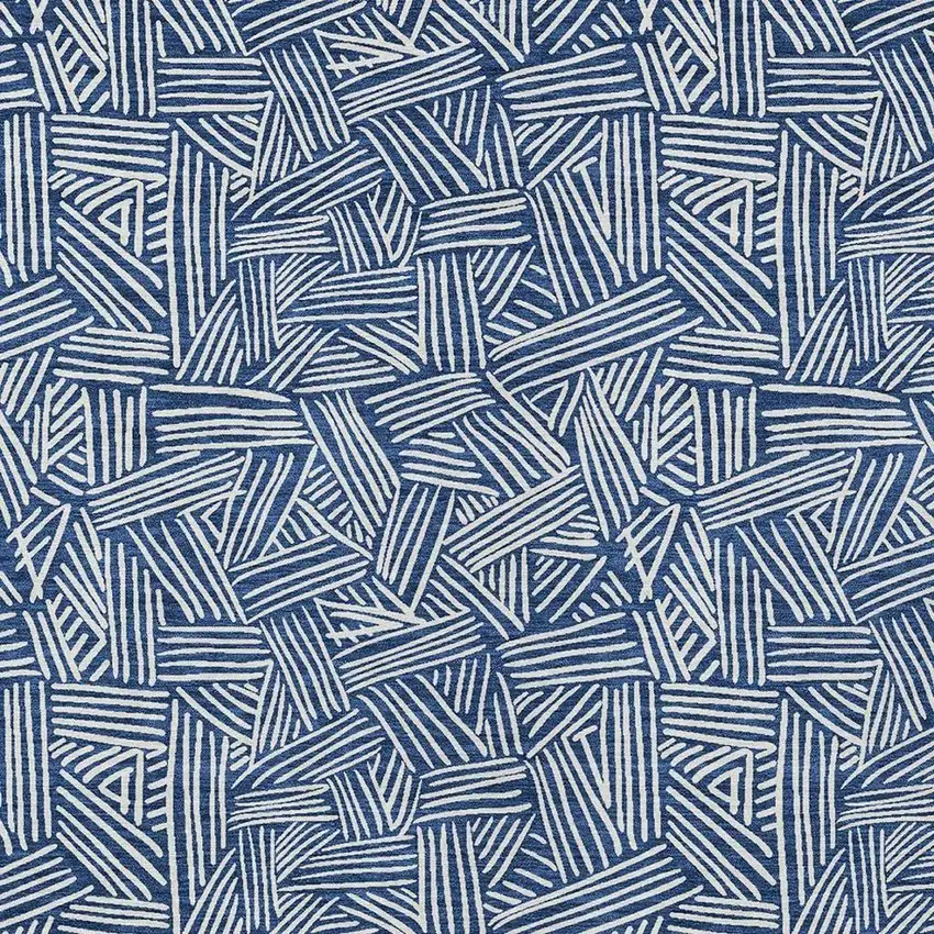 Navy Blue And Ivory Geometric Washable Indoor Outdoor Area Rug Photo 3