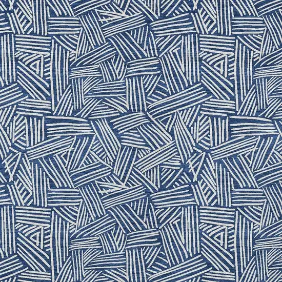 Navy Blue And Ivory Geometric Washable Indoor Outdoor Area Rug Photo 3