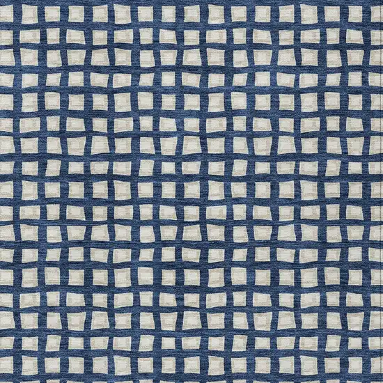 Navy Blue And Ivory Geometric Washable Indoor Outdoor Area Rug Photo 5