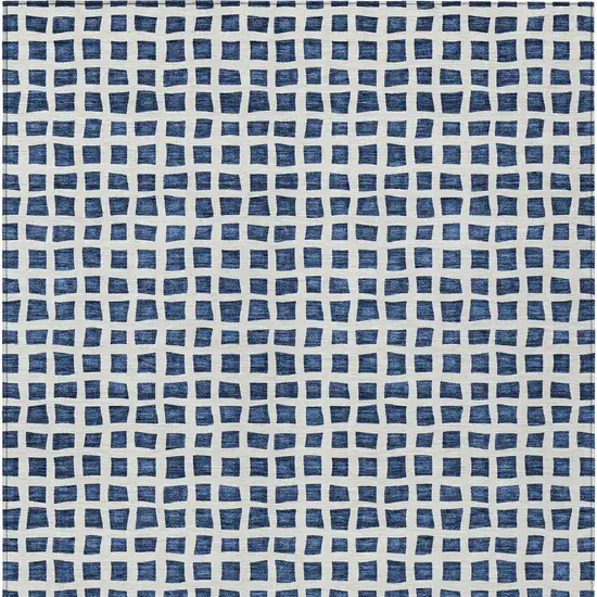 Navy Blue And Ivory Geometric Washable Indoor Outdoor Area Rug Photo 6