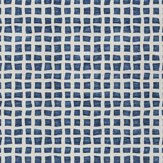 Navy Blue And Ivory Geometric Washable Indoor Outdoor Area Rug Photo 5