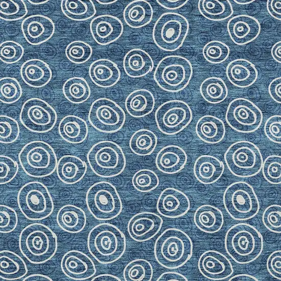 Navy Blue And Ivory Geometric Washable Indoor Outdoor Area Rug Photo 6