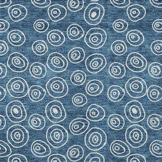 Navy Blue And Ivory Geometric Washable Indoor Outdoor Area Rug Photo 4