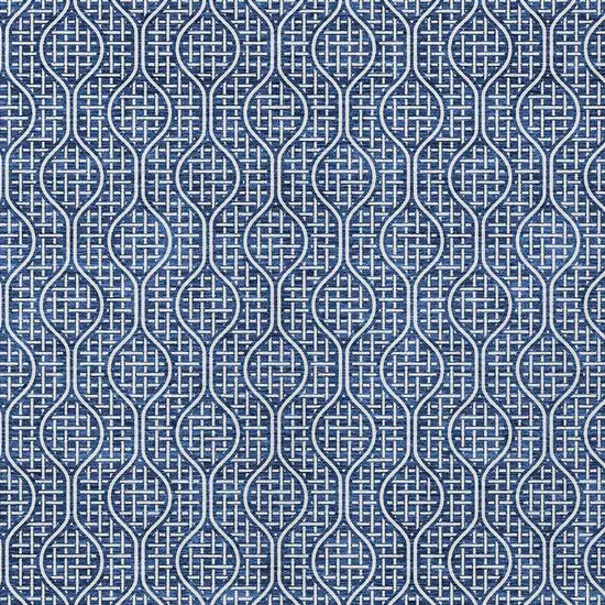 Navy Blue And Ivory Geometric Washable Indoor Outdoor Area Rug Photo 6