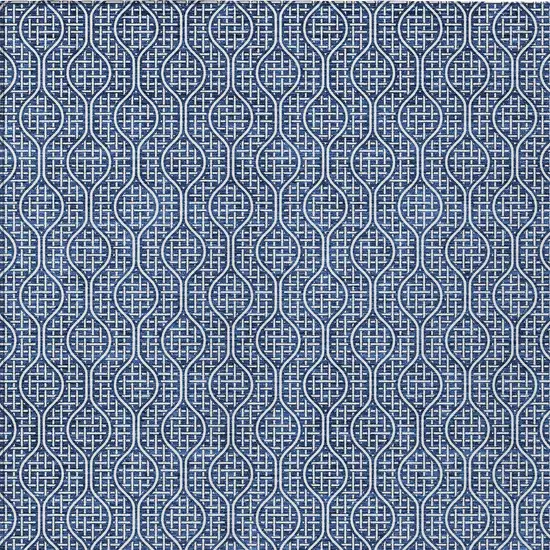 Navy Blue And Ivory Geometric Washable Indoor Outdoor Area Rug Photo 7