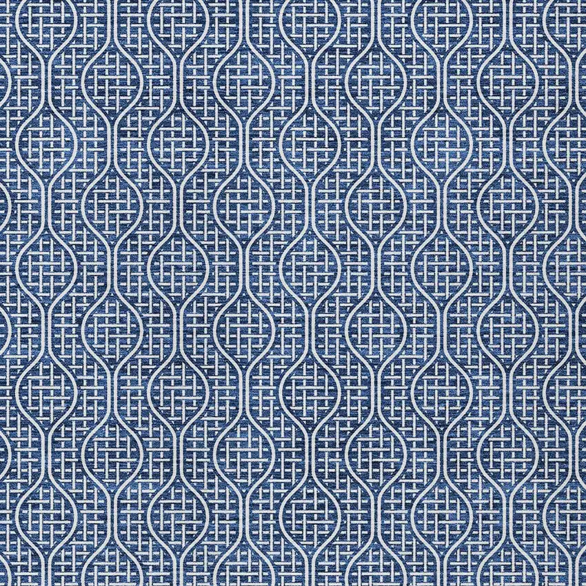 Navy Blue And Ivory Geometric Washable Indoor Outdoor Area Rug Photo 6