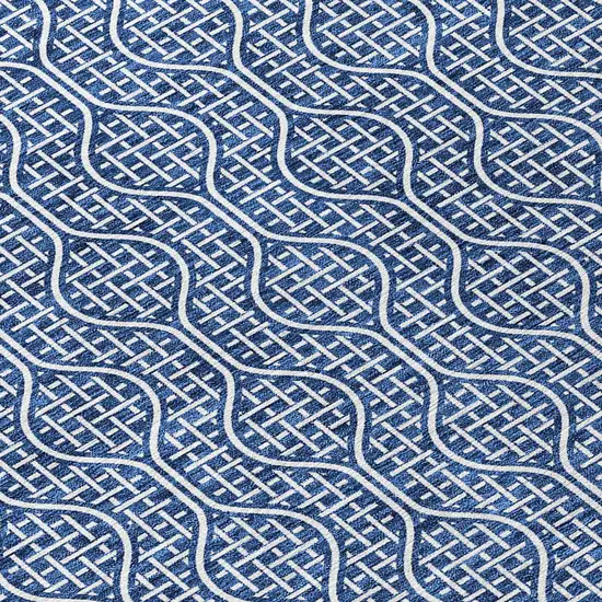 Navy Blue And Ivory Geometric Washable Indoor Outdoor Area Rug Photo 5