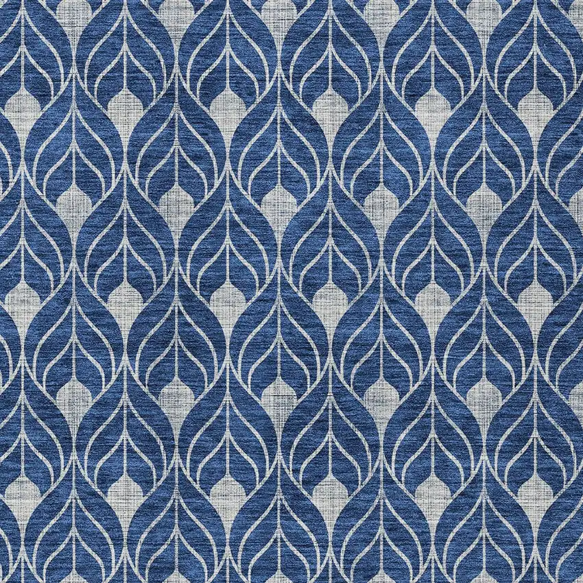 Navy Blue And Ivory Geometric Washable Indoor Outdoor Area Rug Photo 5