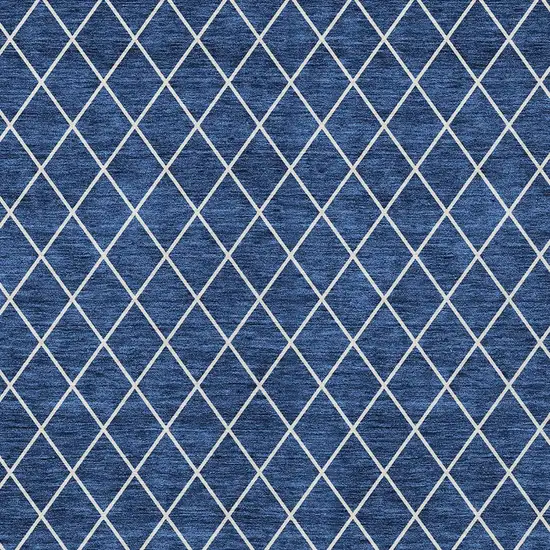 Navy Blue And Ivory Geometric Washable Indoor Outdoor Area Rug Photo 6